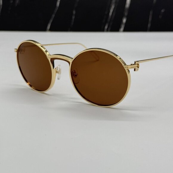 NEW CARTIER CT0274S 002 CARTIER GOLD/BROWN TITANIUM WOMEN CARTIER SUNGLASSES - Picture 7 of 15